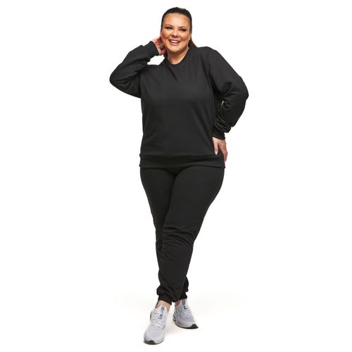 Calça Jogger Plus Size 2 Bolsos e Cordão Moletom Felpa