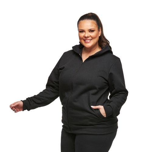Jaqueta Plus Size Capuz 2 Bolsos Moletom Felpa