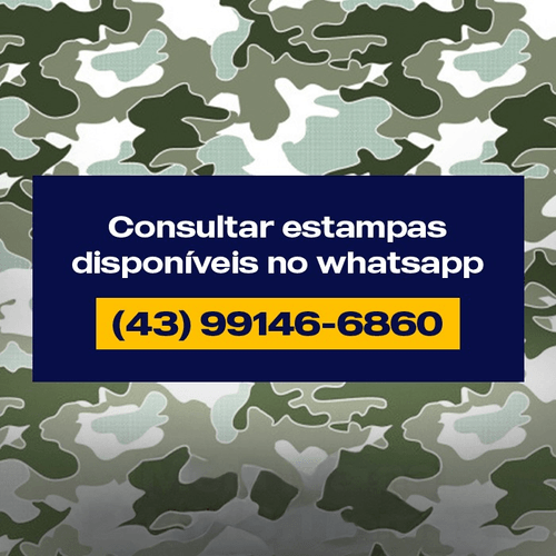 Meia Malha Algodão 18 Tramas Estampada Camuflado